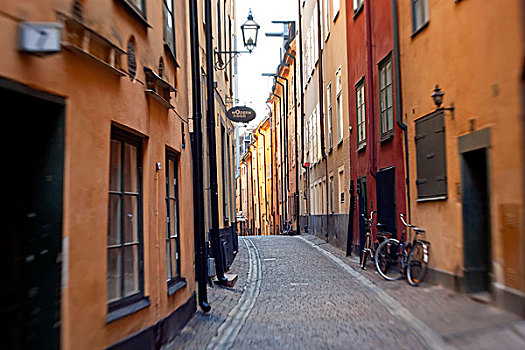历史,老,街道,格姆拉斯坦,老城,斯德哥尔摩,瑞典