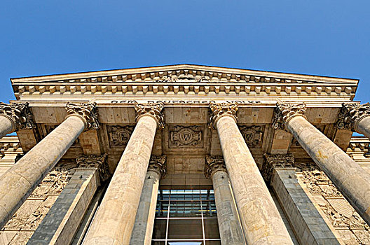 柱子,入口,德国国会大厦,建筑,柏林,德国,欧洲