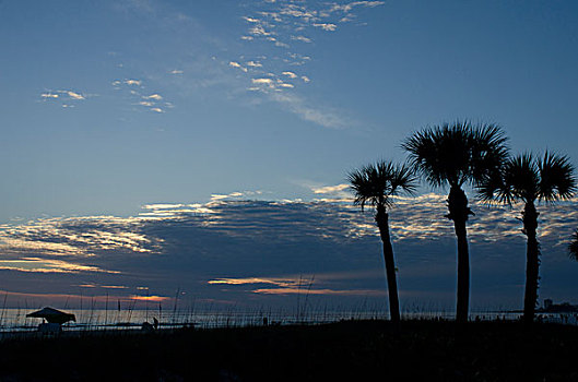 佛罗里达,月牙状,海滩,钥匙,日落