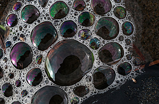 海水泡沫,普罗旺斯地区艾克斯,彩色,图案,反射,佳能海滩,俄勒冈,美国