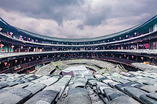 福建省,龙岩市,永定区,中村,下雨天,建筑,景观