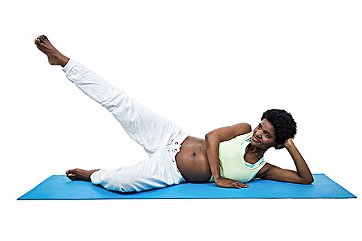 孕妇,训练,垫,白色背景,背景
