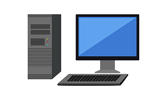 灰色,电脑,电脑显示器,留白,显示屏,公寓,台式电脑,电脑图标,隔绝,物体,白色背景,背景,矢量,插画