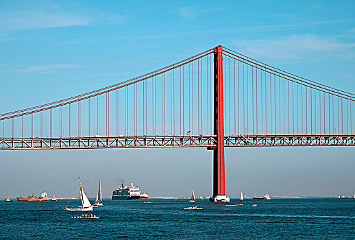 桥,四月,上方,河,塔古斯河,运输,里斯本,葡萄牙,欧洲