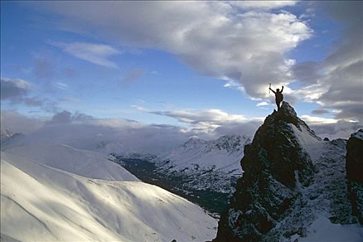 攀登,山脊,顶峰,楚加奇州立公园,冬天,景色