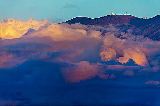 云,上方,顶峰,哈雷阿卡拉火山,毛伊岛,夏威夷,美国