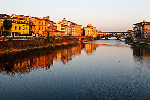 维奇奥桥,桥,阿尔诺河,佛罗伦萨,早晨