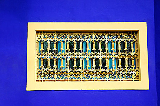 窗户,马若雷尔花园,花园,植物园,玛拉喀什,摩洛哥,非洲