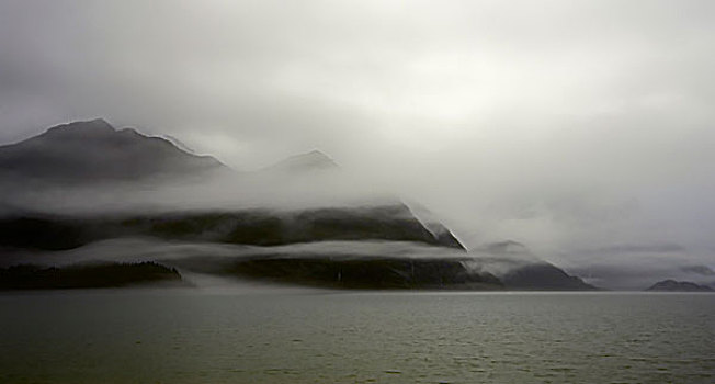 雾状,雾气,层次,山,湾,阿拉斯加
