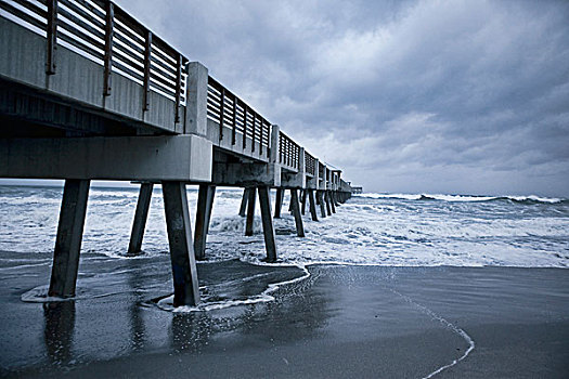 飓风,朱诺海滩,码头,棕榈海滩,佛罗里达,美国