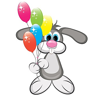 卡通,兔子,彩色,气球