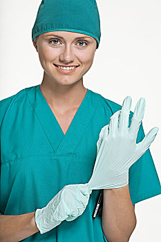 外科,拉拽,橡胶手套