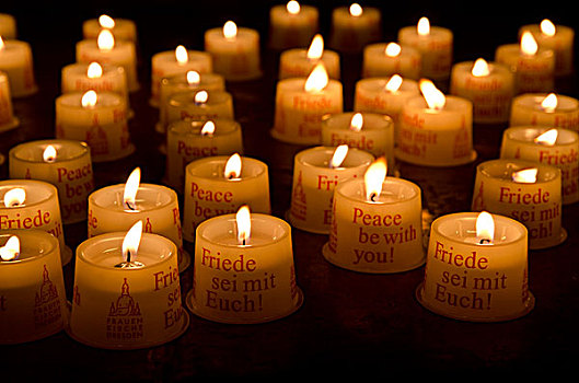 蜡烛,供品,平和,室内,圣母教堂,教堂,德累斯顿,萨克森,德国,欧洲
