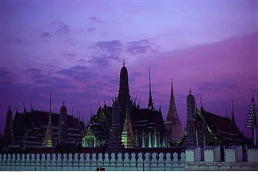 大皇宫,日落,曼谷,泰国