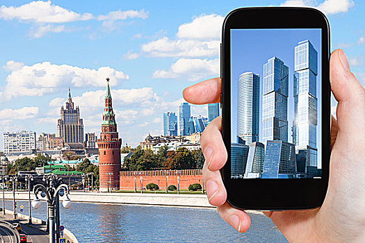 照相,莫斯科,城市,智能手机