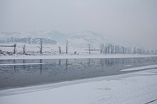 吉林,临江,公园,中朝边界,鸭绿江,朝鲜,冬季