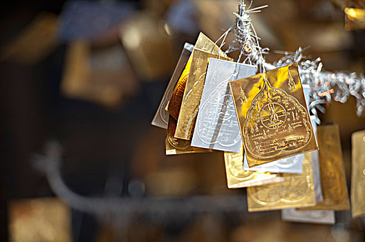 黄金,银,象征,悬挂,康巴,佛教寺庙,清迈,泰国