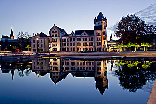 城堡,建造,湖,多特蒙德,北莱茵-威斯特伐利亚,德国,欧洲