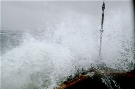 风暴,波浪,上方,船,阿拉斯加湾,东南阿拉斯加,夏天