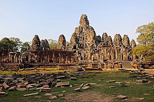 柬埔寨,收获,吴哥,全视图,巴戎寺,吴哥窟