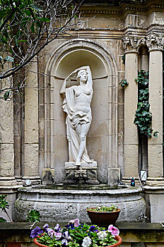 雕塑,女人,院落,罗卡,瓦莱塔市,马耳他,欧洲