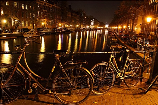 阿姆斯特丹,夜晚,荷兰