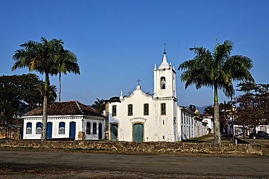 教堂,老,城镇,巴拉提,帕拉蒂,格斯塔佛得角,巴西,南美