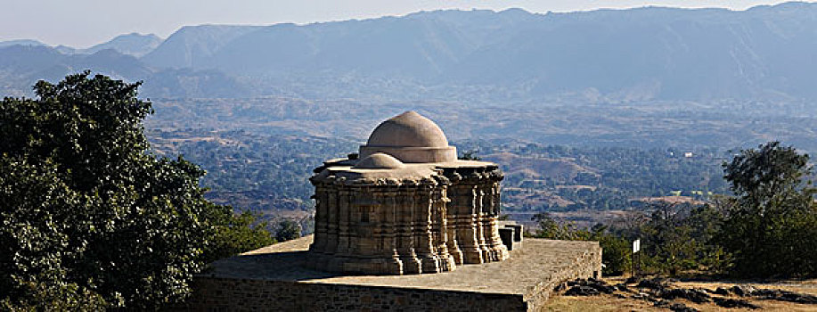 俯拍,庙宇,堡垒,地区,拉贾斯坦邦,印度