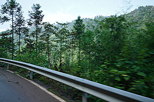 公路护栏,山区,路边,模糊,动感