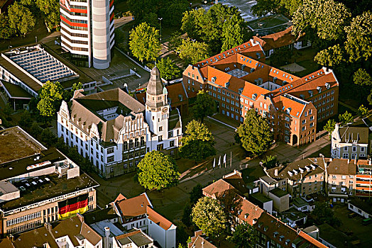航拍,市政厅,鲁尔区,北莱茵威斯特伐利亚,德国,欧洲