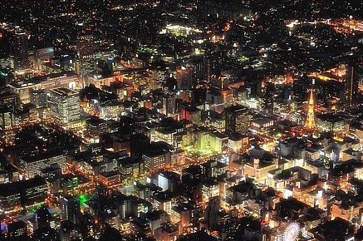 夜景,札幌,航拍