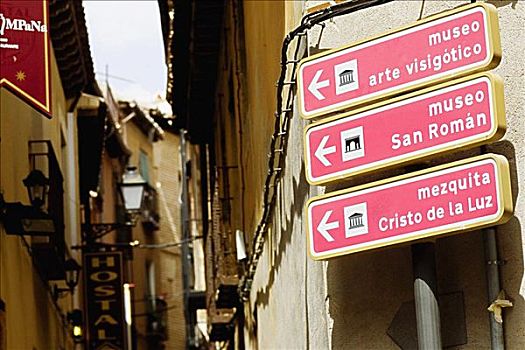 方向,广告牌,杆,托莱多,西班牙