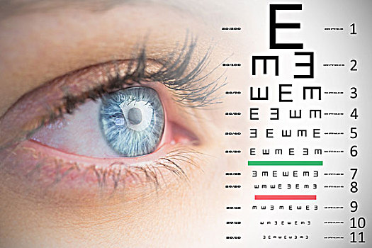 合成效果,图像,特写,女性,蓝眼睛,视力检查