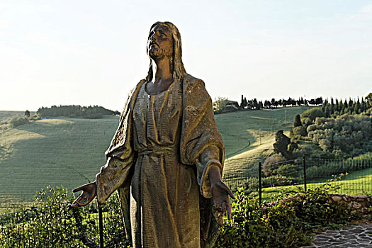 雕塑,耶稣,托斯卡纳风光,托斯卡纳,意大利,欧洲