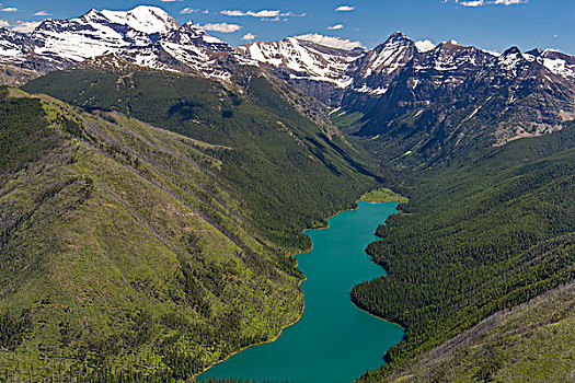 俯视,湖,冰川国家公园,蒙大拿,美国
