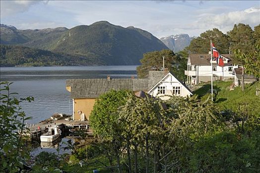 木屋,靠近,北方,霍达兰,挪威,斯堪的纳维亚,欧洲