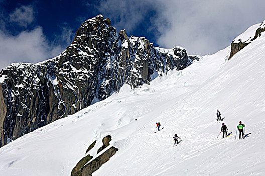 旅游,滑雪,陡峭,斜坡,顶峰,布兰奇,山谷,上萨瓦,法国