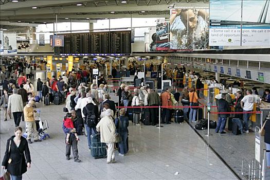 乘客,离开,航站楼,机场,法兰克福,黑森州,德国