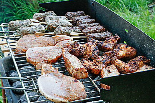 烧烤,多样,肉,品种,花园