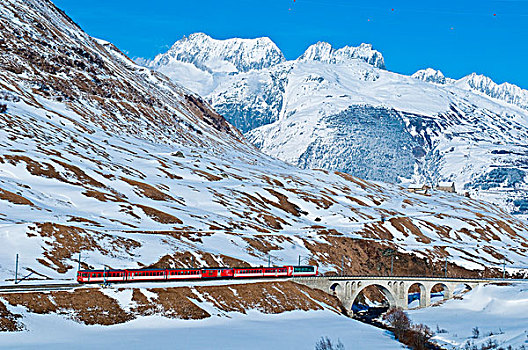 欧洲,瑞士,山峦,省,铁路,地区性,火车,拿,日常,桥,冰河,高速列车