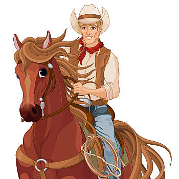 牛仔骑马简笔画图片
