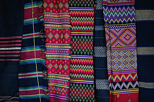 彩色,传统,纺织品,特写