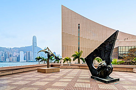 雕塑,香港,文化,中心,尖沙嘴,九龙,中国