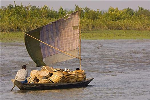 穿过,河,缅甸