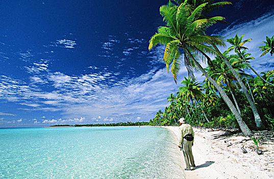 男人,海滩,塔希提岛,法属玻利尼西亚
