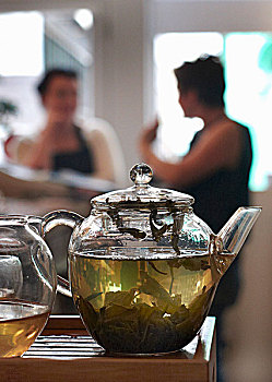 绿茶,玻璃茶壶,餐馆