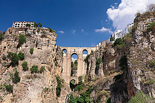 桥,上方,峡谷,隆达,安达卢西亚,西班牙,欧洲
