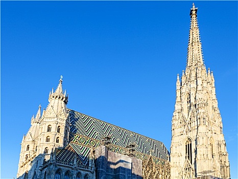 塔,圣斯特凡大教堂,维也纳,蓝天