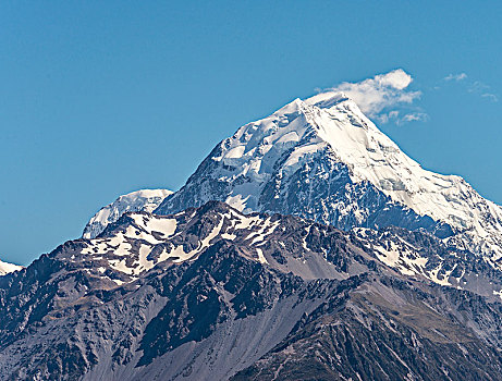 顶峰,库克山,冰河,雪,山,库克山国家公园,南阿尔卑斯山,坎特伯雷,南岛,新西兰,大洋洲