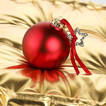 红色,圣诞饰物,黄金,垫子